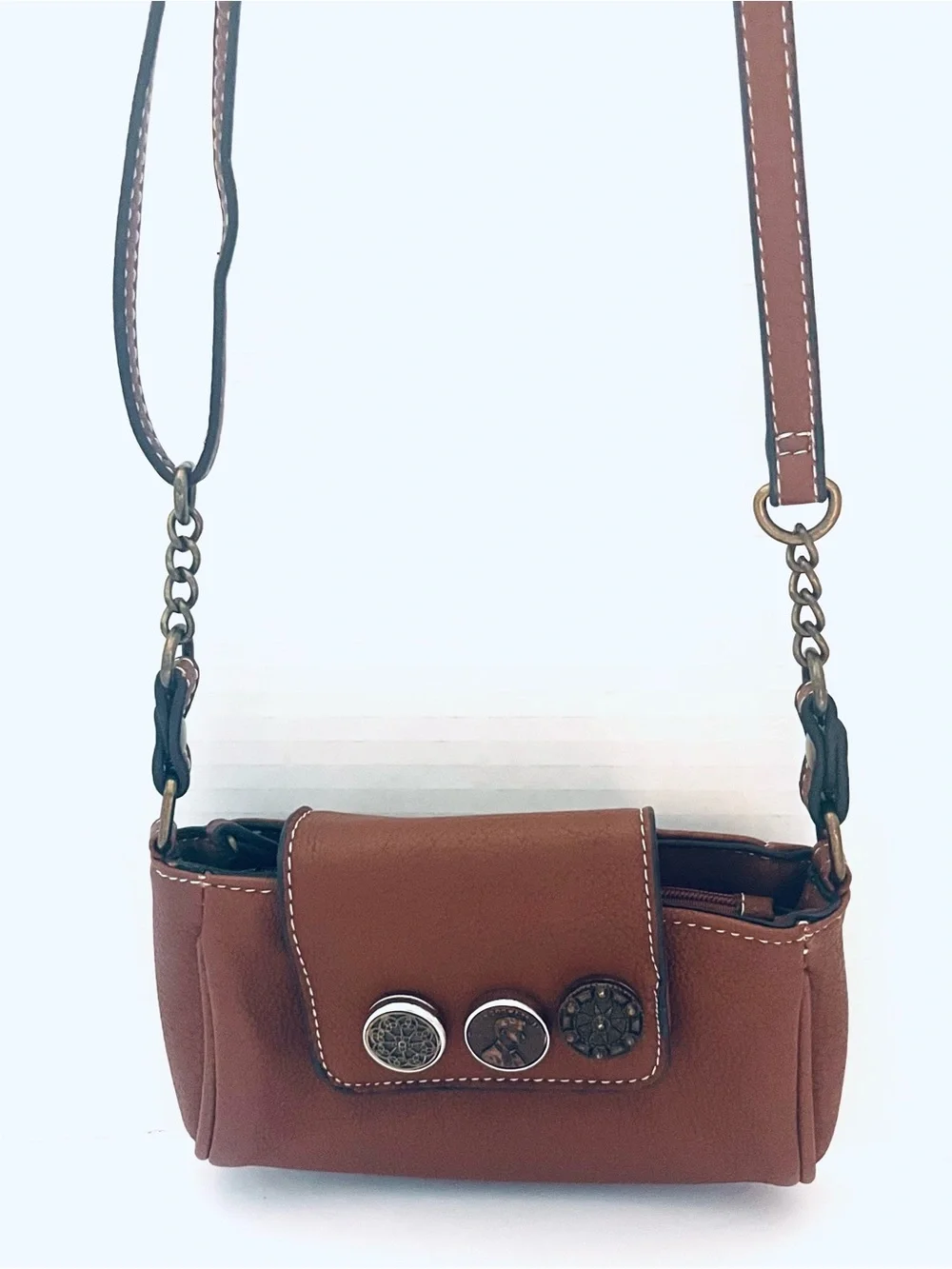 Ginger Snaps Brown Women’s Crossbody Mini Bag with Decorative Studs